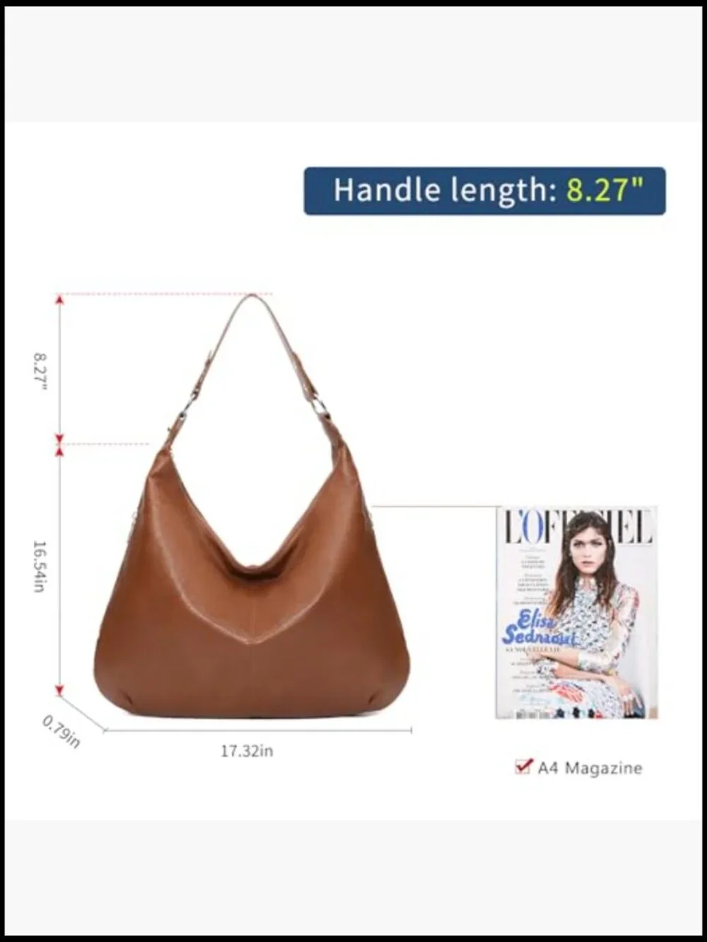Slouchy Hobo Tote Bag Soft Faux Leather Shoulder Handbag Spacious Travel Purse